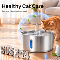 Fontaine à eau intelligente pour animaux de compagnie en acier inoxydable, avec capteur de mouvement, minuterie, rappel, distributeur d'eau automatique silencieux pour chats et chiens, bols et mangeoires pour animaux