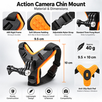 Kit de fixation mentonnière pour casque de moto avec sangles réglables et support de téléphone pour caméras d'action et smartphones