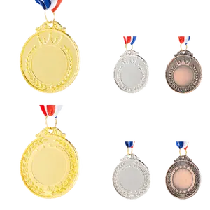 2023批发定制梅达利亚设计升华3D荣誉奖金属金运动空白奖章和丝带
