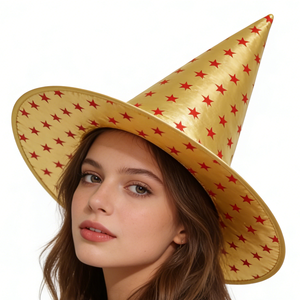Halloween <strong>Cheap</strong> Wholesale Fancy Decorative Golden <strong>Witch</strong> <strong>Hat</strong> MH-1758 - Product Image 1