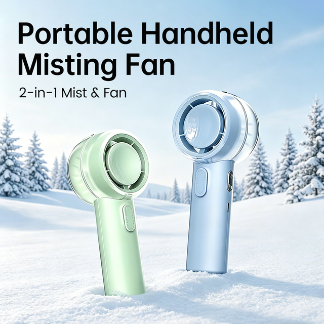 New Handheld Water Mist Fan Rechargeable Plastic Small Portable Pocket Fan Outdoor Hydrating Cooling English Touch Control