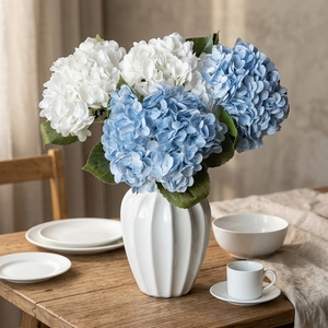 Fleur d'hortensia en soie 50 cm, décoration de mariage, bouquet fait main, réaliste, art floral haut de gamme, fleurs artificielles, fausse verdure - Product Image 1