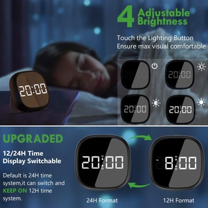 Reloj Despertador LED de Escritorio con Diseño Moderno, Superficie de Espejo Digital, Control por Voz y Sonido - Product Image 4