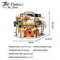 IIECREATE Kit de maison miniature en bois DIY, la maison du salon de thé de la duchesse, maison de poupée pour filles