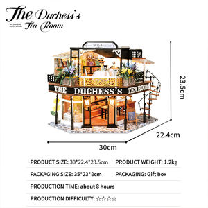 IIECREATE Maison de poupée en bois miniature, kit de bricolage, la maison de thé de la duchesse, maison de poupée pour filles - Product Image 5