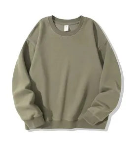 Men's Oversized Crew Neck Sweatshirt Solid Color Knitted Cotton Pullover Casual Autumn Wear - Product Image 4