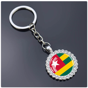 Venta al por Mayor de Llaveros de una Sola Cara con el Emblema Nacional de las Islas Salomón, con Patrones de Varios Países e Incrustaciones de Diamantes de Imitación - Product Image 5