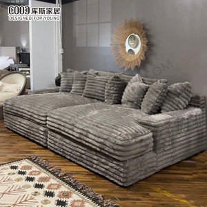 طقم أرائك مقطعية من القطيفة العميقة ، أريكة مزدوجة ، أريكة منجدة ناعمة - Product Image 2