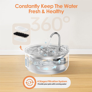 Fontaine à eau pour animaux de compagnie Petwant en acier inoxydable 3,2 L pour chats et chiens, bol à eau automatique avec indicateur de niveau visuel et fonctionnement silencieux - Product Image 4