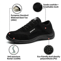 Chaussures de sécurité antistatiques ESD unisexes JIANKUN modèle 822 en daim et cuir de vachette, avec embout en acier et semelle anti-perforation respirante