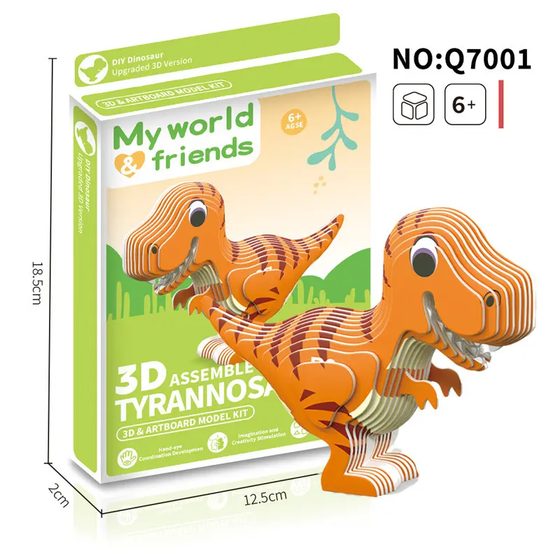 Amazon top product creative cartoon toy paper model puzzle children's diy puzzle 3D dinosaur whale puzzle