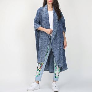Bettergirl Cardigan Denim Trench Coat para mujer <span class=keywords><strong>Chaqueta</strong></span> suelta de <span class=keywords><strong>manga</strong></span> de murciélago con solapa de moda para mujer - Product Image 1