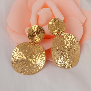 Luxury 18K Gold Plated Geometric Trendy Stainless Steel Drop Coin Pendant Earrings Niche <b>Fashion</b> <b>Jewelry</b> for Women - Product Image 3