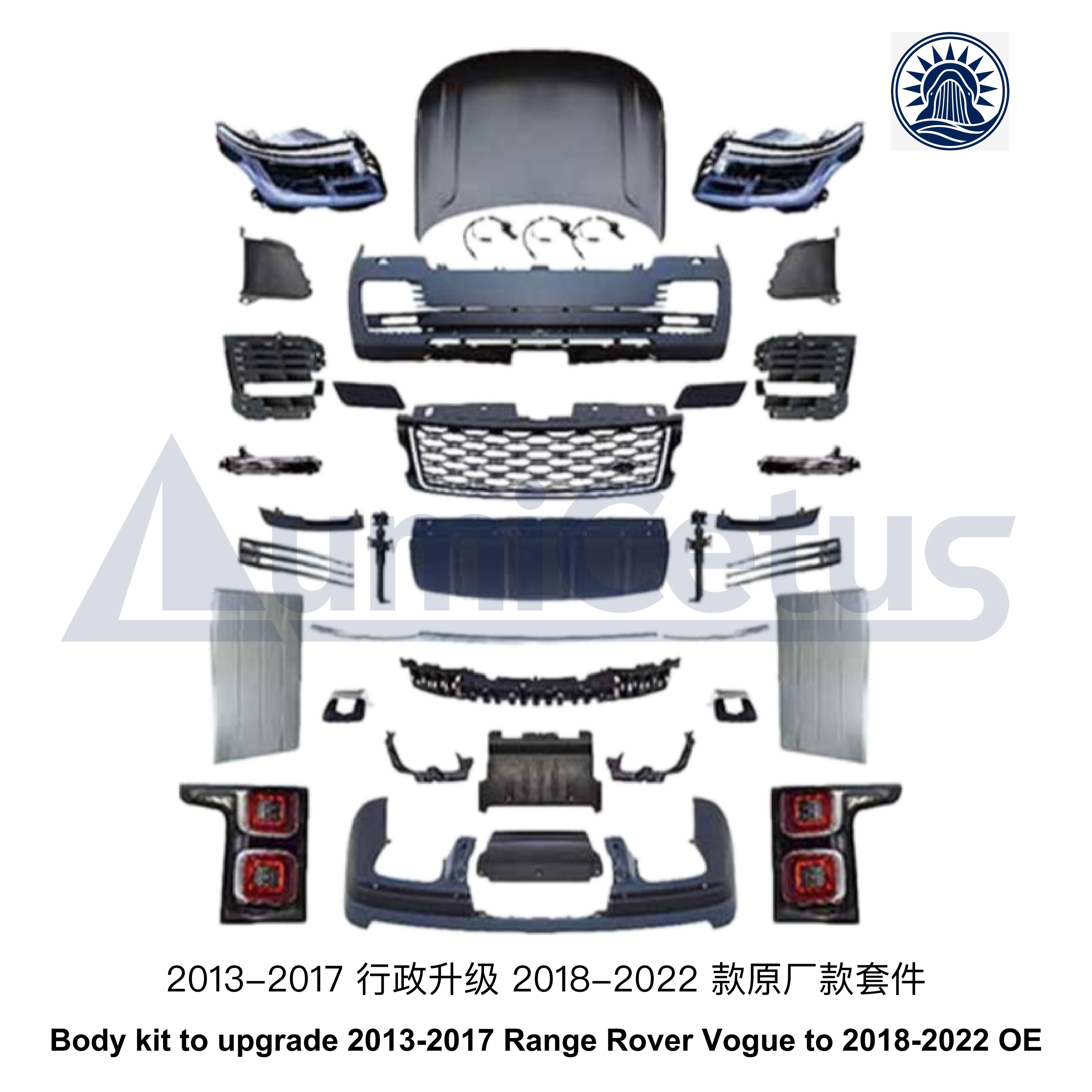 Kit carrosserie pour améliorer un Range Rover Vogue 2013-2017 au niveau de la finition d'origine 2018-2022