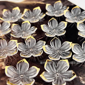 Épingle à cheveux en acrylique en forme de fleur de cerisier, plaquée or, accessoire de bijoux DIY pour un usage quotidien - Product Image 2