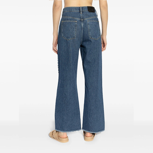 Celana <span class=keywords><strong>Jeans</strong></span> Wanita Vintage Pinggang Sedang Model Lurus Kasual Streetwear Seksi Hiasan Manik-Manik Berlian Imitasi Rivet Denim Bernapas Musim Panas - Product Image 3