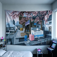 Tapisserie murale en polyester imprimée paysage japonais personnalisée pour mariage, chambre à coucher, fête