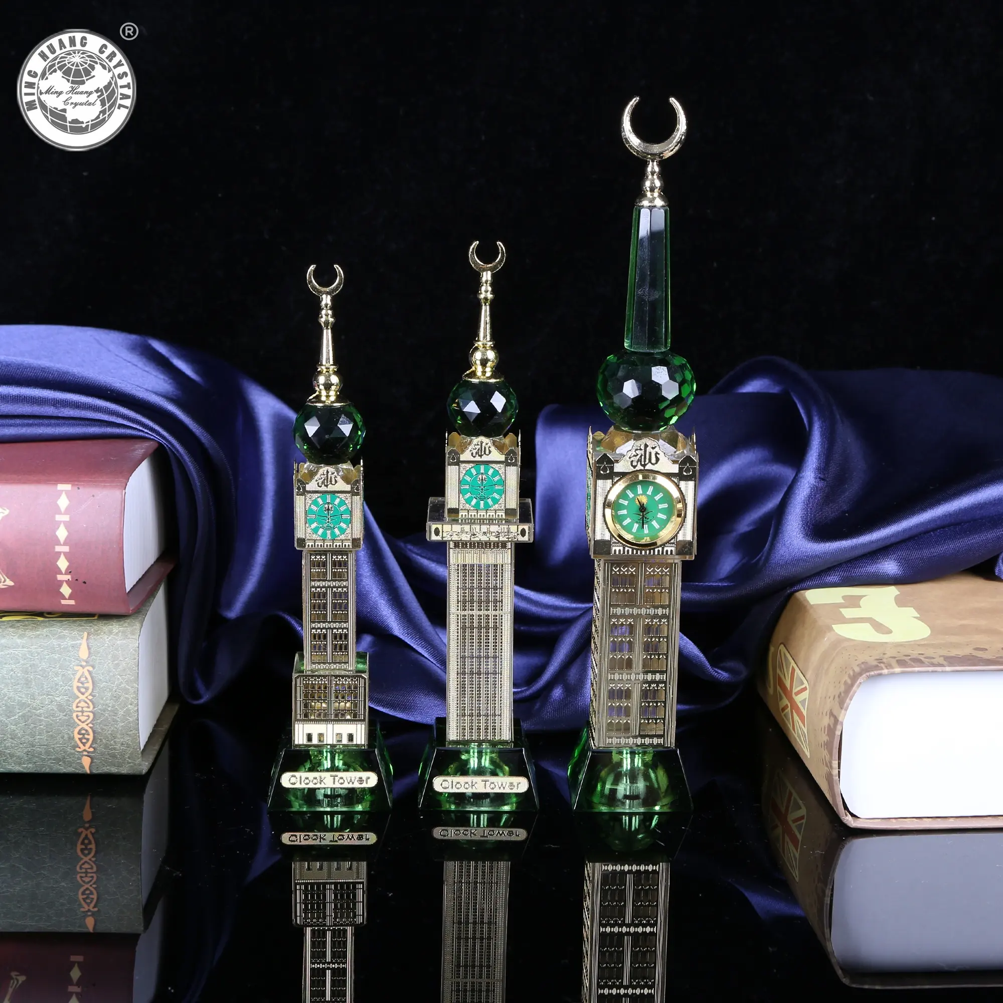 MH-G009 Kristall islamische Makkah Mekka Clock Tower Geschenke Kristallglas Figur