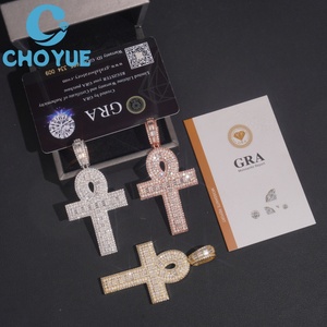 จี้รูปกางเขนอังค์ประดับเพชรโมอิสซาไนต์ CHOYUE ชุบทอง 18K เครื่องประดับฮิปฮอปสำหรับทุกเพศ ชุบทองคำสีกุหลาบ - Product Image 2