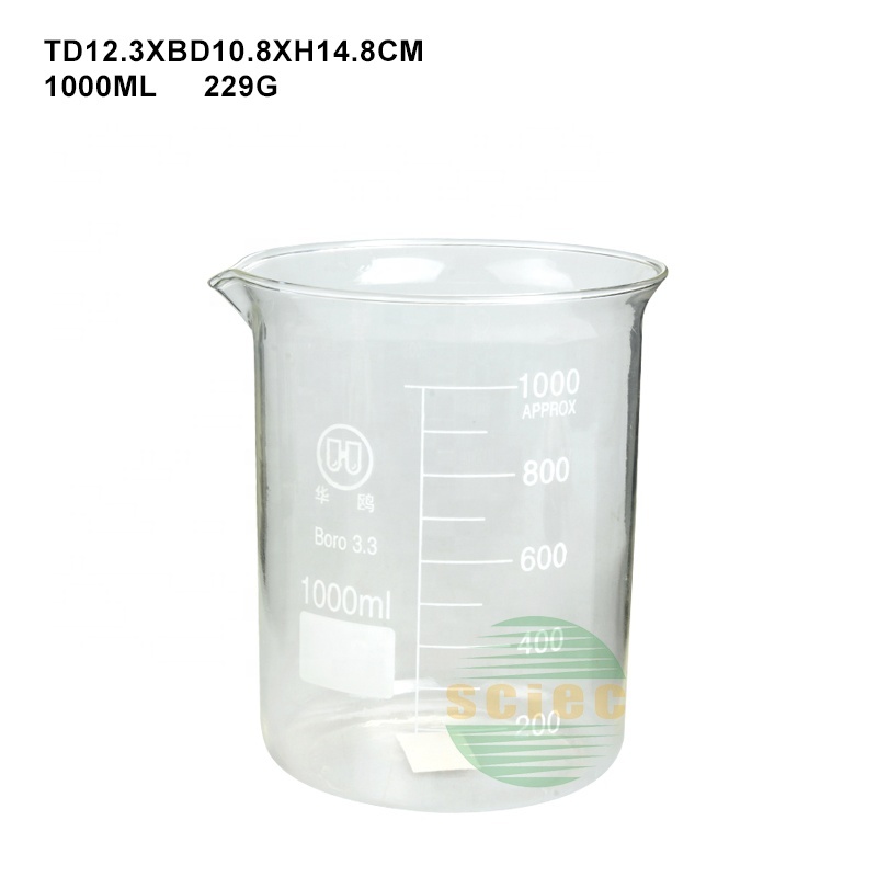 round laboratory glass beaker 1L