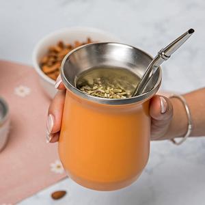 8oz Ma Dai Tasse À Thé En Forme De <span class=keywords><strong>Gourde</strong></span> En Acier Inoxydable 304 Double Couche Isolé Conception Classique Remuer Filtrage Paille Cuillère Ensemble - Product Image 6