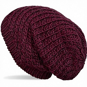 Bonnet unisexe en tricot jacquard épais, matière Spandex/Coton, hiver, 04024158, couleur Rouge Bordeaux - Product Image 1