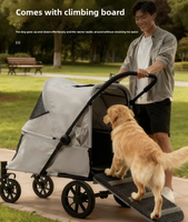 Poussette pour chien de grande taille, robuste et personnalisée, avec rampe d'accès facile, capacité de 132 lb, pliable, pour chiens âgés et handicapés
