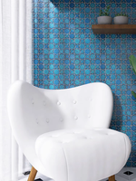 Mosaïque murale en céramique émaillée bleu-vert effet four, motif étoiles marocaines croisées - Design parquet moderne pour salle de bain