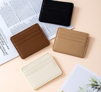 Dompet kulit Saffiano warna-warni tempat kartu kulit PU kustom stempel cetak Logo timbul tempat kartu nama kredit