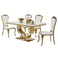 Ensemble de table à manger de luxe en marbre moderne verre métal pour la maison hôtel cuisine restaurant salon extérieur ou salle de bain