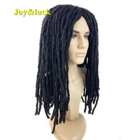 Perruque de Dreads Longues pour Hommes, Synthétique, Noire, Dreadlocks Droites, Cheveux Tressés au Crochet, Raie au Milieu, Perruque Quotidienne ou de Cosplay
