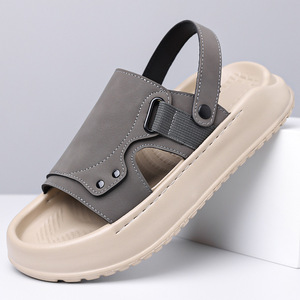 Gray Green Slides Thick Soled Casual Beach <b>Sandals</b> Slip On Two Way Design 1 3cm Heel Height - Product Image 1