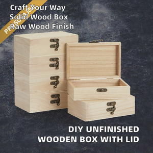 Caja Rectangular de Madera Estilo Costero con Tapa con Bisagras, Caja de Regalo DIY, Caja de Artesanía sin Acabado, sin Pintar, de Pino, Pequeña y Sencilla - Product Image 2