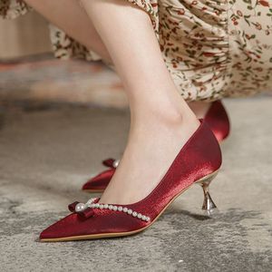 Factory Wholesale <b>Pumps</b> Latest Design Bowknot Elegant Women Lady Low Heels Shoes - Product Image 6