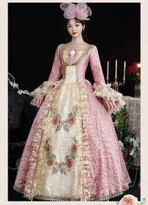 QQWZ713 mujeres Medieval Royal Rococó estilo <span class=keywords><strong>barroco</strong></span> disfraz Deluxe encaje Trim Ball vestido victoriano con sombrero personalizado - Product Image 4