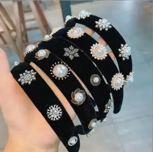 Kore kadife saç bandı küçük koku vintage rhinestone kafa bandı kırmızı tatlı siyah süper peri yetişkin saç aksesuarları