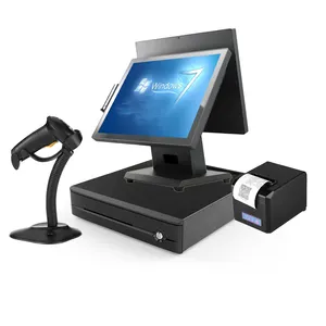 Mj-Pos1515 pos machine pos system with kitchen display with flat all in one pos system and retail software and stand