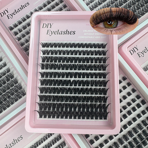 Kit <span class=keywords><strong>de</strong></span> Extensiones <span class=keywords><strong>de</strong></span> Pestañas en Racimo DIY con Logotipo Personalizado, 60D 80D 100D, con <span class=keywords><strong>Pinzas</strong></span> y Pegamento, Racimos <span class=keywords><strong>de</strong></span> Pestañas Individuales Suaves y Naturales - Product Image 2