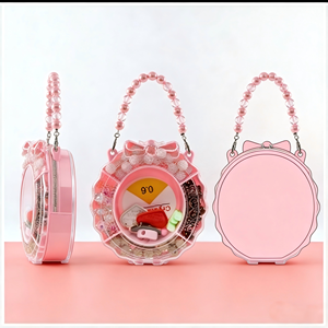 Caja de Almacenamiento Redonda Rosa para Abalorios, Organizador Portátil de Accesorios para Mascotas para Hacer Joyas DIY, Estuche Artesanal Adorable para Perros y Gatos - Product Image 4