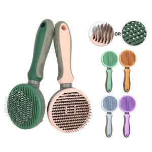 Factory Wholesale LOW MOQ Six Colors Self Cleaning Pet Pin Brush Cat Dog Grooming Slicker Brush