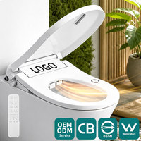 Siège de toilette intelligent de luxe avec bidet intégré, ultra-plat 3 pouces, siège chauffant, eau chaude instantanée, séchage à l'air, chasse d'eau automatique, télécommande