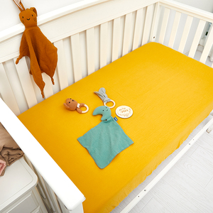 Drap-Housse Coton Mousseline Neutre pour Lit Bébé, Housse de Matelas Solide pour Berceau - Product Image 2