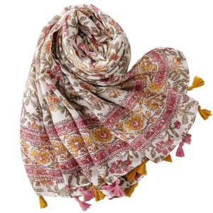 Floral <b>Gallery</b> Floral <b>Frame</b> Fringed Scarf Thin Sunscreen Beach Shawls Vacation-style Scarf Hijab Muslim Women - Product Image 2
