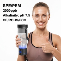 Bouteille d'eau riche en hydrogène SPRING 2000PPB avec technologie SPE, générateur d'eau alcaline portable pH 7.5, tasse ionisatrice, hydrogène 5/10 min, batterie 4000mAh