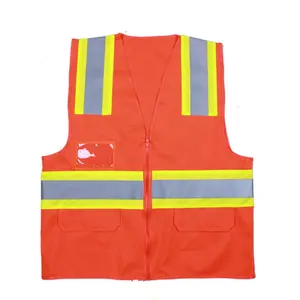 Colete reflexivo de segurança multi bolsos personalizado, colete de alta visibilidade de segurança de tráfego