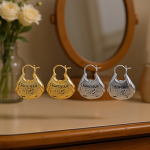 Orecchini a Cerchio alla Moda Placcati Oro in Lega di Zinco, Gioielli Unisex di Tendenza per Donne e Uomini - Product Image 2