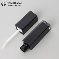 Tube de brillant à lèvres transparent carré noir de 3ml contenant cosmétique vide emballage d'huile repulpante pour les lèvres logo personnalisé