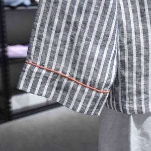 Ensemble de vêtements de détente en <span class=keywords><strong>lin</strong></span> pour femmes Fabricant de chemise à boutons <span class=keywords><strong>Pantalon</strong></span> court 2 pièces 100% Ensemble de pyjamas en <span class=keywords><strong>lin</strong></span> pour femmes - Product Image 4