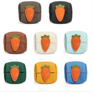 Cowhide Leather Open Fruit-Shaped Coin <b>Purse</b> Jewelry Pouch Compact Lightweight Color-Block <b>Cute</b>-Style Mini Organizer - Product Image 4