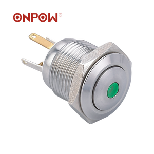 ONPOW 16mm cúpula punto verde iluminado LED interruptor de botón de Metal (GQ16B-10D/JL/G/2,8 v/S) CE RoHS - Product Image 1